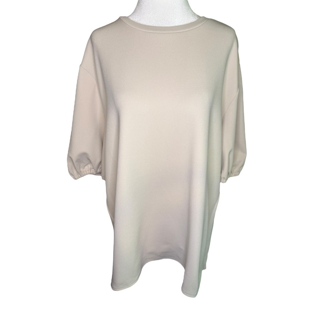 Nordstrom Rack Tunic Top Balloon Sleeve Casual Dressy Beige Large NWT